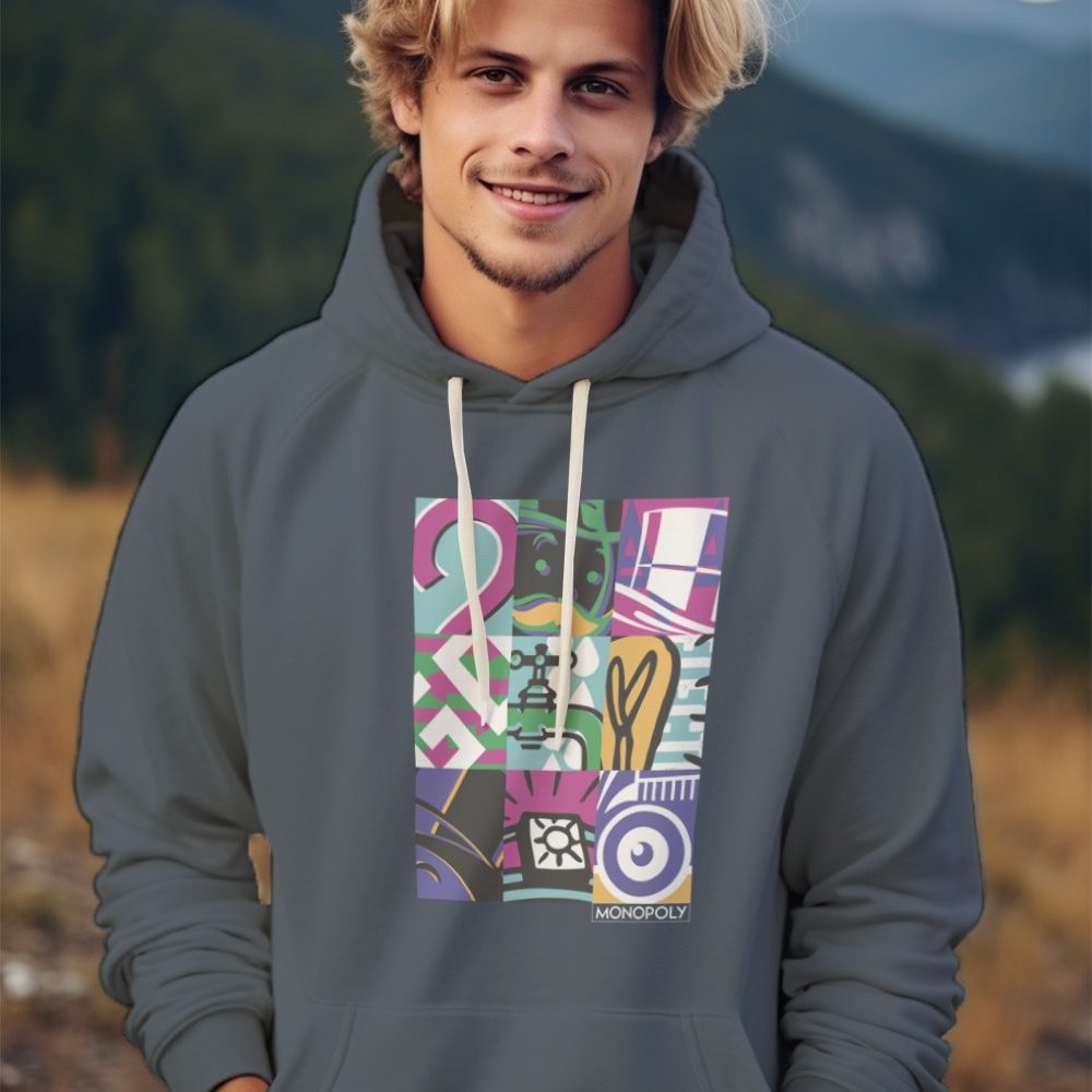 Sweat-shirt à capuche Homme Monopoly avec un design de Monopoly Symbols blanc