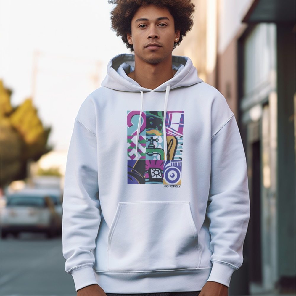 Sweat-shirt à capuche Homme Monopoly avec un design de Monopoly Symbols noir