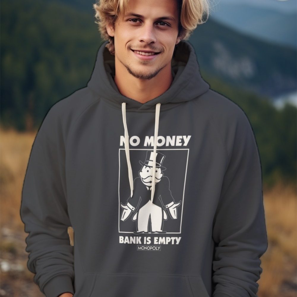 Sweat-shirt à capuche Homme Monopoly avec un design de Monopoly No Money blanc