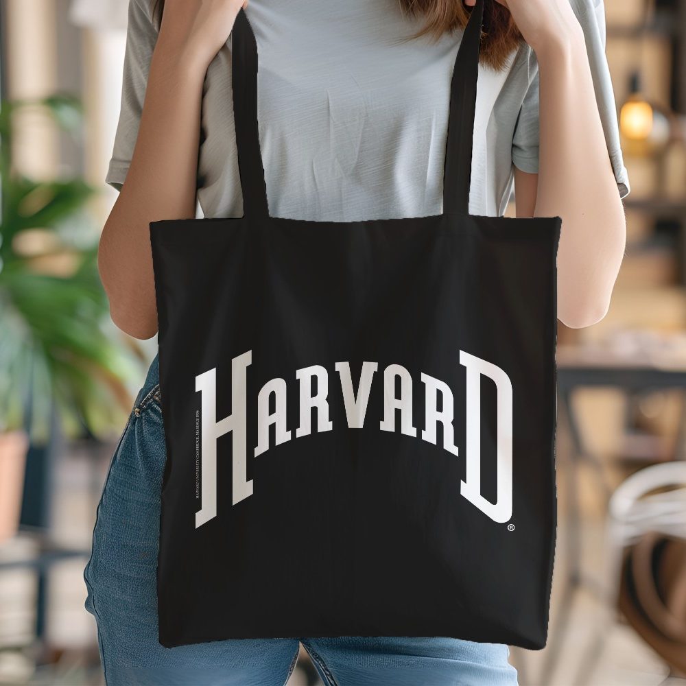 Tote bag coton bio Harvard avec un design de Harvard Arc blanc