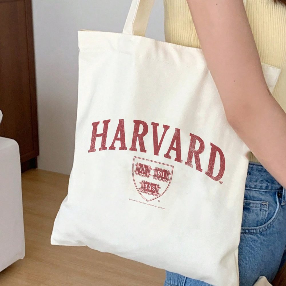 Tote bag coton bio Harvard avec un design de Harvard Arc Écusson Used rouge