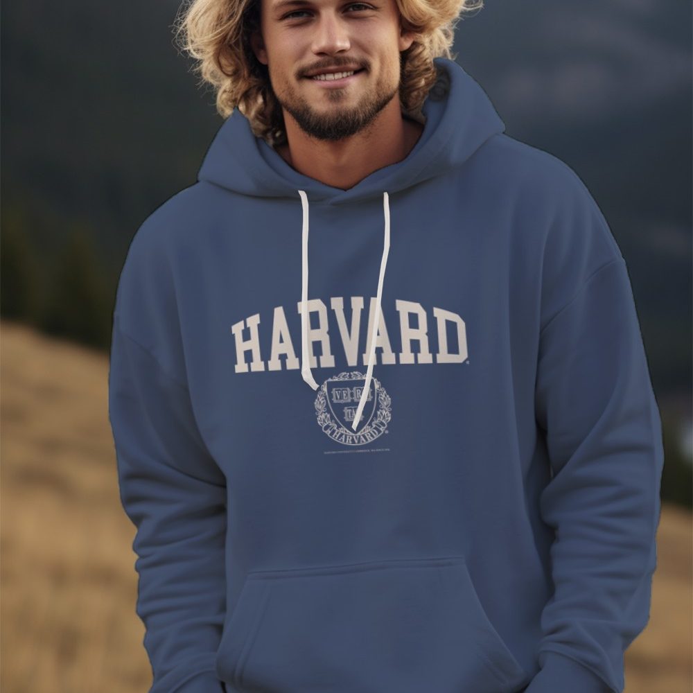 Sweat-shirt à capuche Homme Harvard avec un design de Harvard Écusson crème
