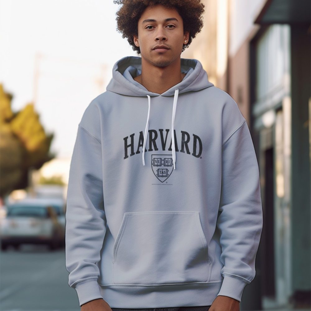 Sweat-shirt à capuche Homme Harvard avec un design de Harvard Arc Écusson Used Contour noir