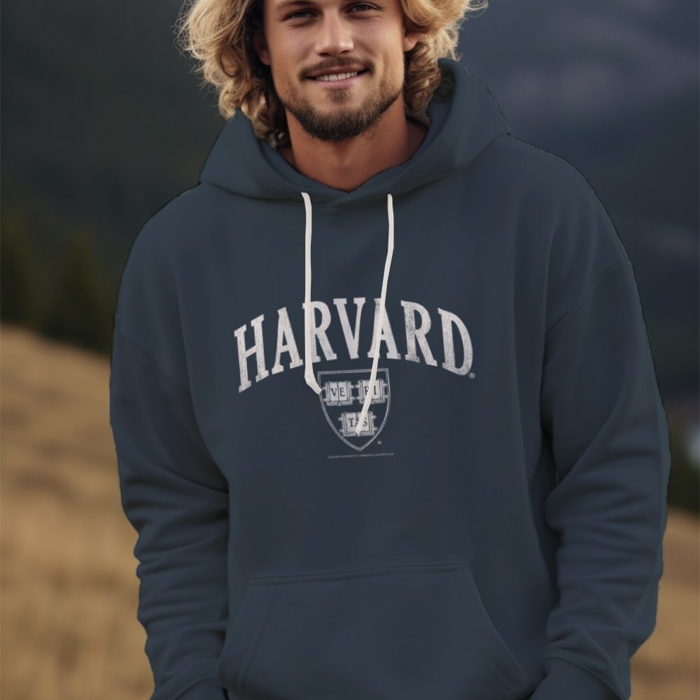 Sweat-shirt à capuche Homme Harvard avec un design de Harvard Arc Écusson Used blanc