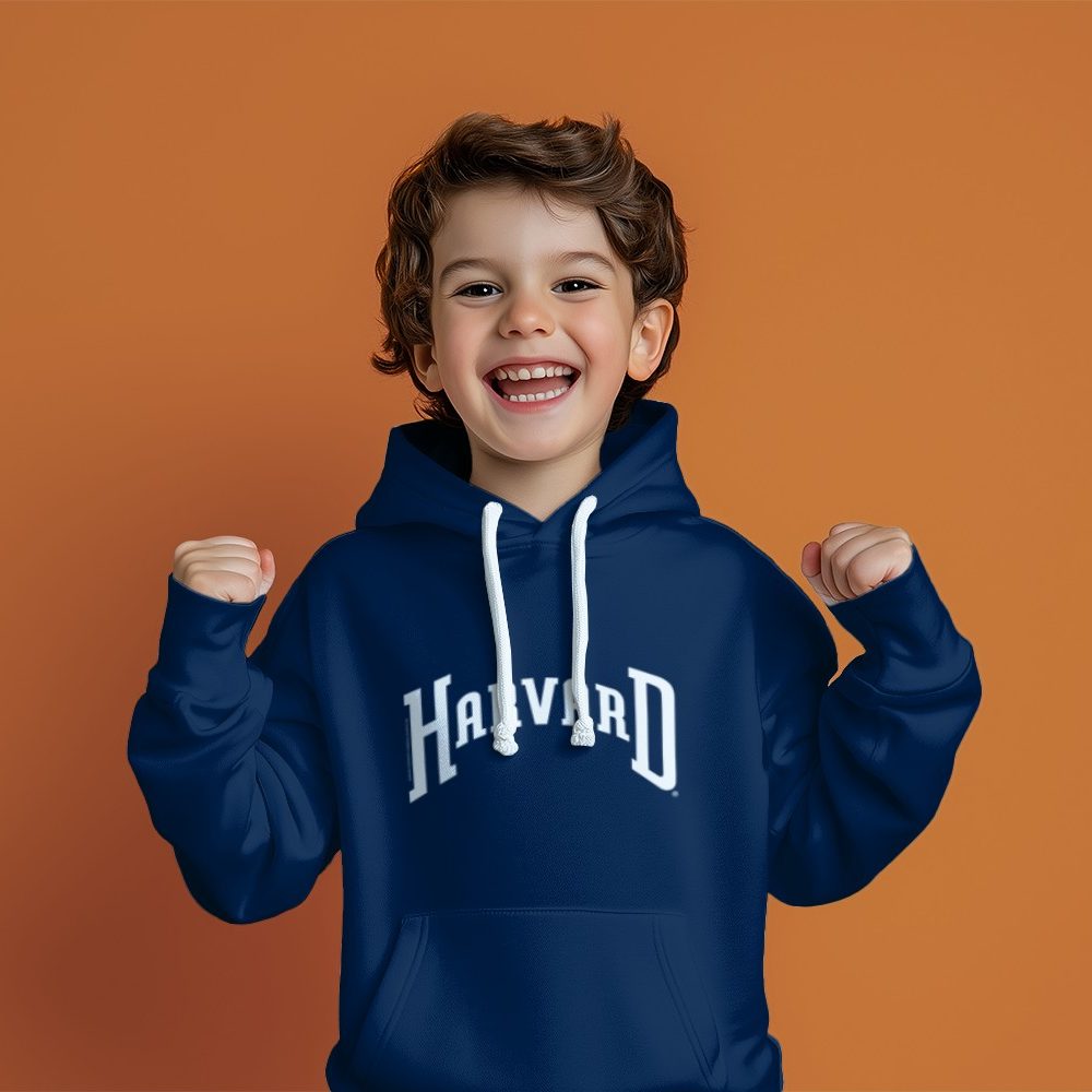 Pull à capuche Enfant Harvard avec un design de Harvard Arc blanc