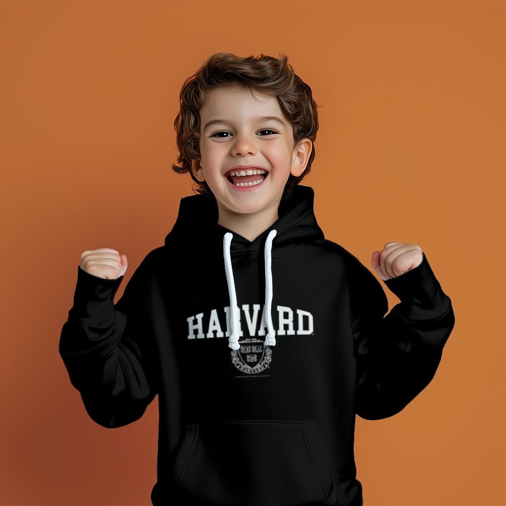 Pull à capuche Enfant Harvard avec un design de Harvard Écusson crème