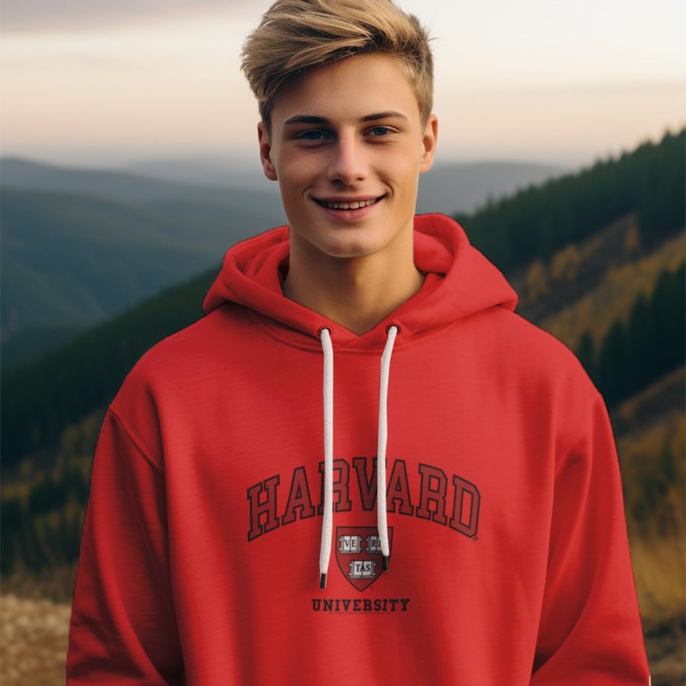 Pull à capuche Enfant Harvard avec un design de Harvard Arc Écusson University noir