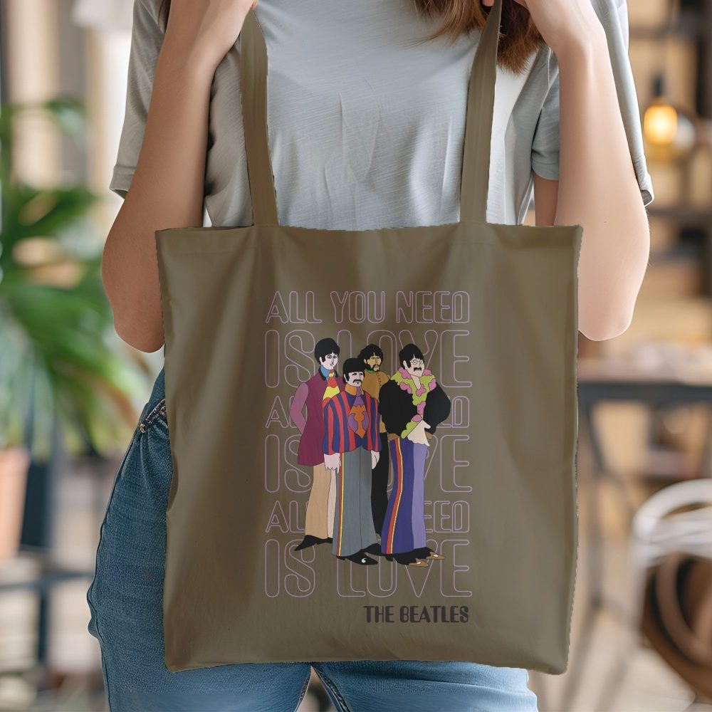 Tote bag coton bio The Beatles avec un design de The Beatles All You Need Is Love Lines