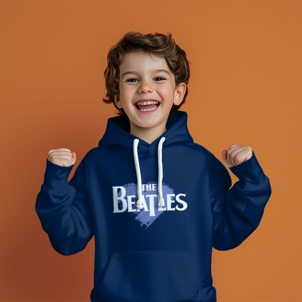 Pull à capuche Enfant The Beatles avec un design de The Beatles Heart blanc