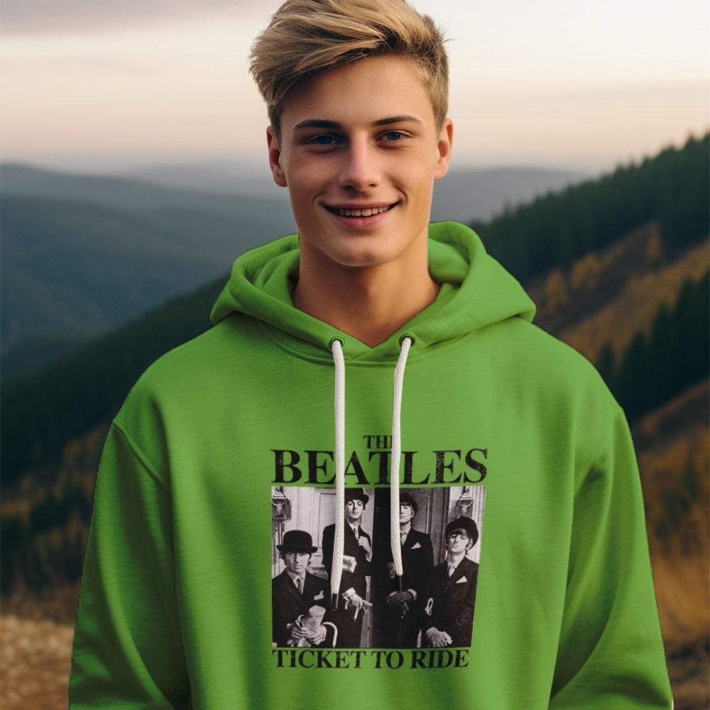Pull à capuche Enfant The Beatles avec un design de The Beatles Ticket To Ride noir