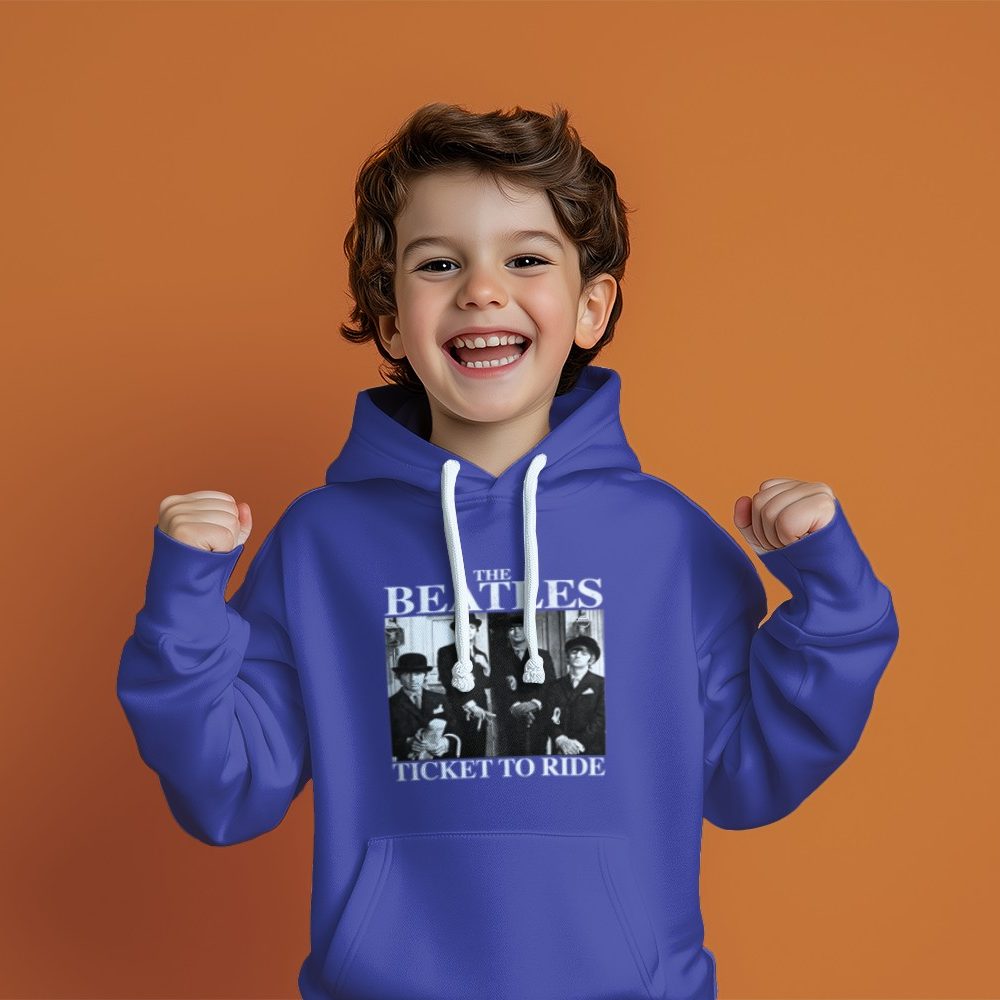 Pull à capuche Enfant The Beatles avec un design de The Beatles Ticket To Ride blanc