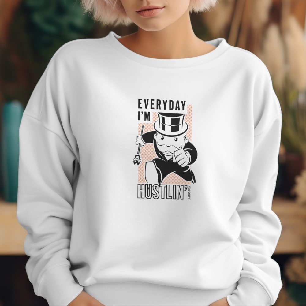 Sweat oversize coton bio Femme Monopoly avec un design de Monopoly Everyday I'm Hustlin' noir