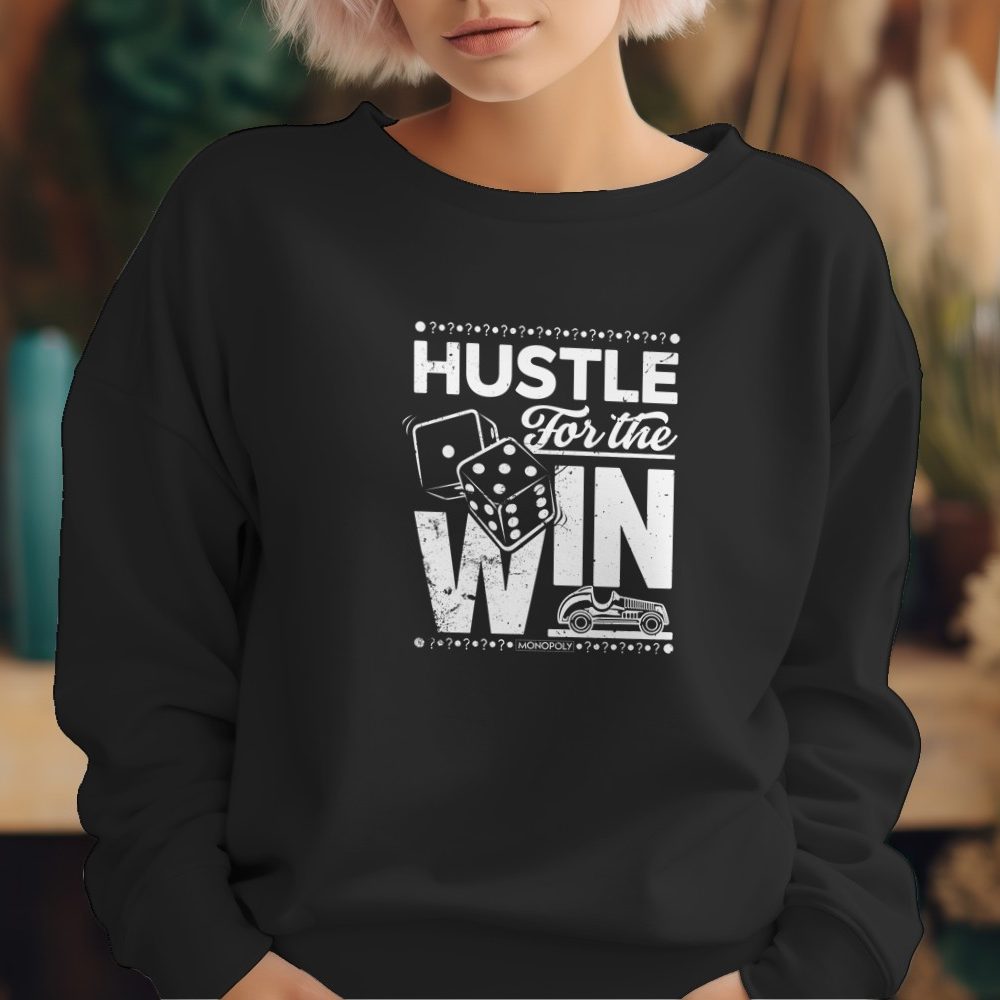 Sweat oversize coton bio Femme Monopoly avec un design de Monopoly Hustle For The Win blanc
