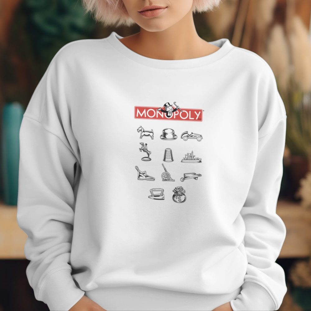 Sweat oversize coton bio Femme Monopoly avec un design de Monopoly Pions noir