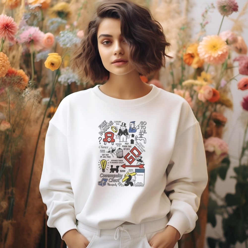 Sweat oversize coton bio Femme Miskoh Monopoly avec un design de Monopoly Cases De Jeu