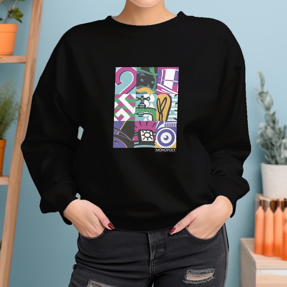 Sweat oversize coton bio Femme Monopoly avec un design de Monopoly Symbols blanc