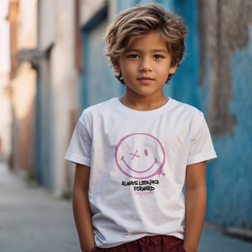T-shirt Enfant Smiley World avec un design de Smiley World Always Looking Forward noir