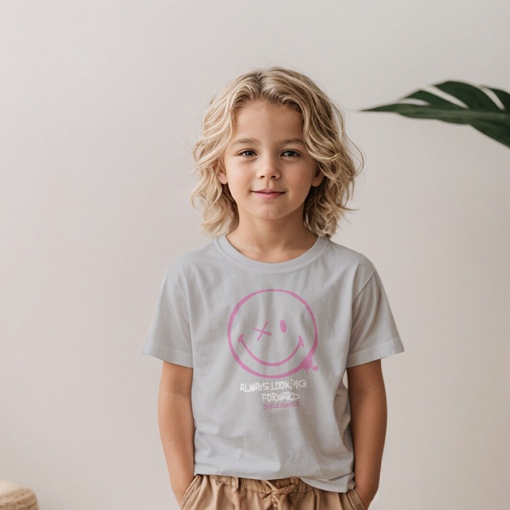 T-shirt Enfant Smiley World avec un design de Smiley World Always Looking Forward blanc
