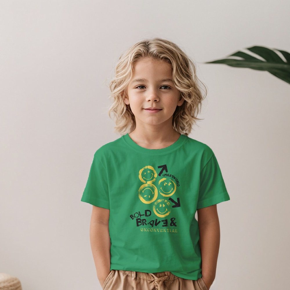 T-shirt Enfant Smiley World avec un design de Smiley Bold Brave noir