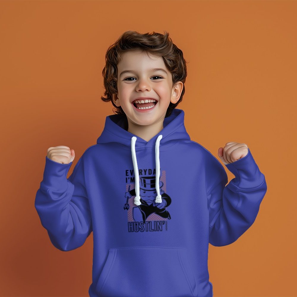 Pull à capuche Enfant Monopoly avec un design de Monopoly Everyday I'm Hustlin' noir