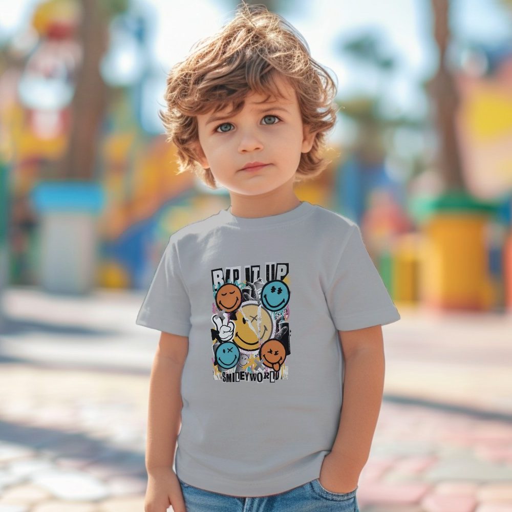 T-shirt coton bio Bébé Smiley World Garçons avec un design de Smiley Rip It Up