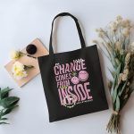 Tote bag coton bio Smiley World avec un design de Smiley World Chance Comes From Inside blanc