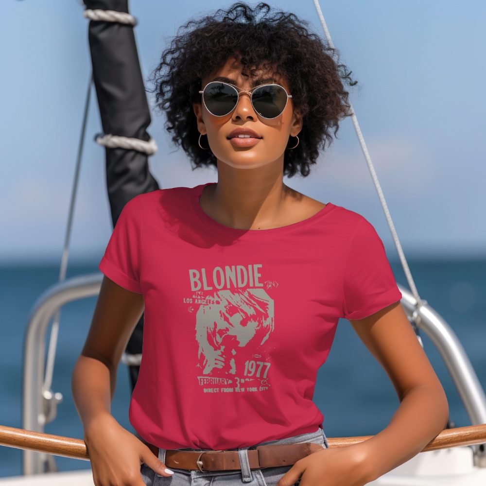 T-shirt Femme Blondie avec un design de Blondie 1977 gris