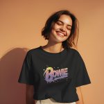 T-shirt oversize coton bio Femme Bowie avec un design de Bowie Dégradé jaune violet stars