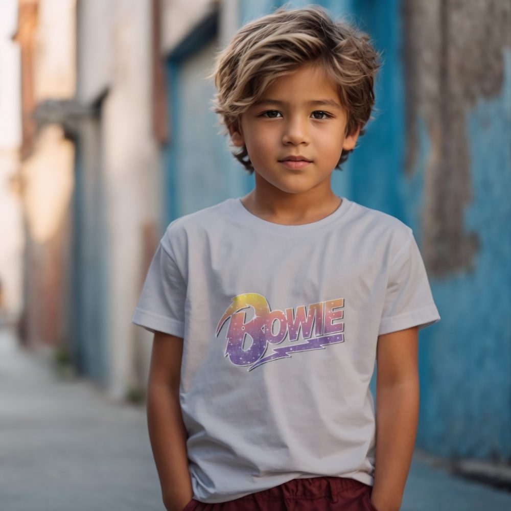 T-shirt Enfant Bowie avec un design de Bowie Dégradé jaune violet