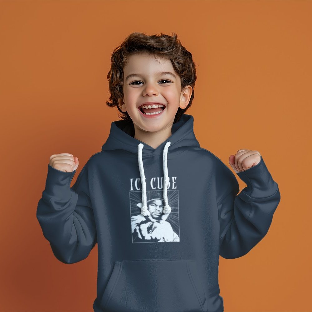 Pull à capuche Enfant Ice Cube avec un design de Ice Cube Peace blanc