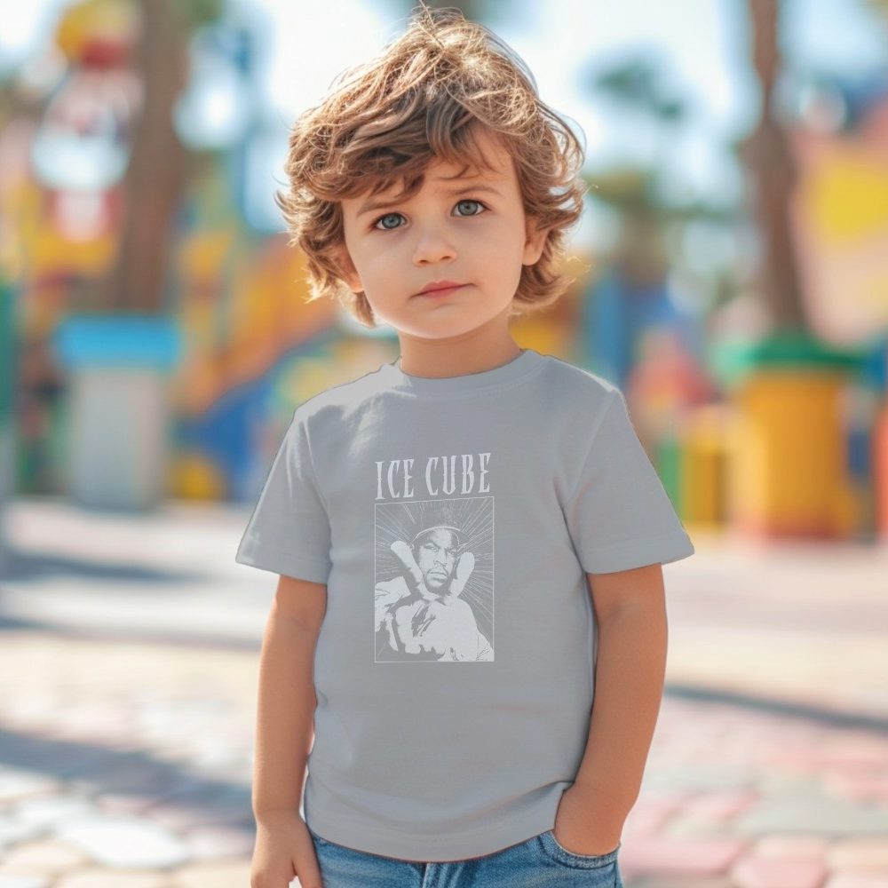 T-shirt coton bio Bébé Ice Cube avec un design de Ice Cube Peace blanc