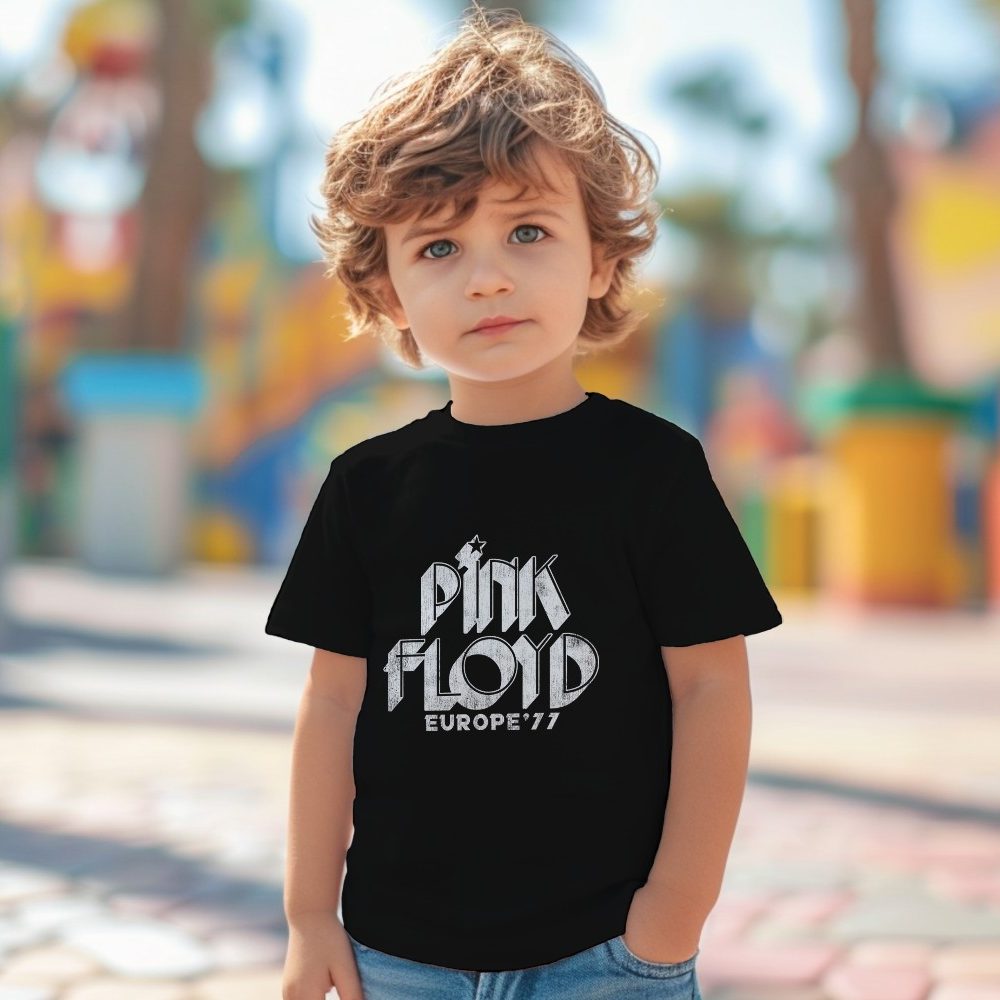 T-shirt coton bio Bébé PINK FLOYD avec un design de Pink Floyd Europe 77 blanc