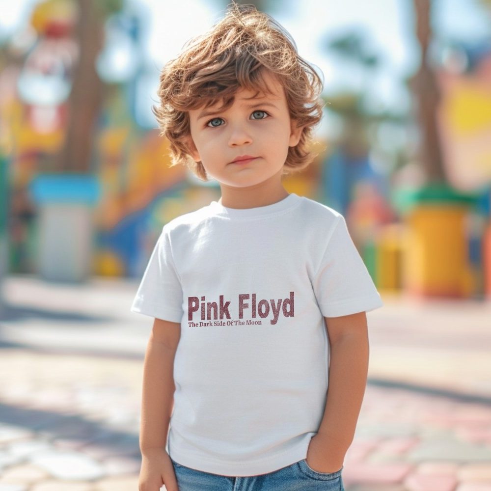 T-shirt coton bio Bébé PINK FLOYD avec un design de Pink Floyd Dark Side Of The Moon rouge