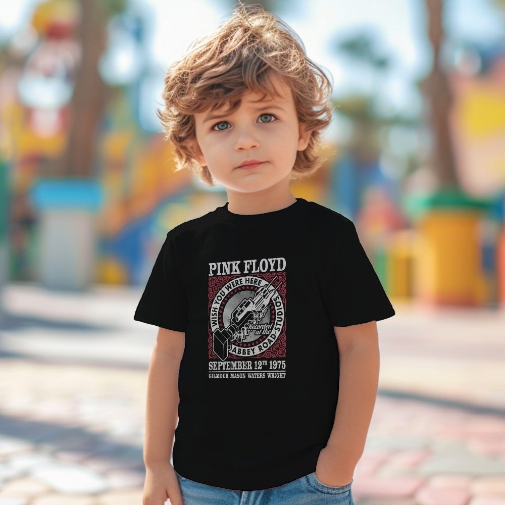 T-shirt coton bio Bébé PINK FLOYD avec un design de Pink Floyd 1975 beige