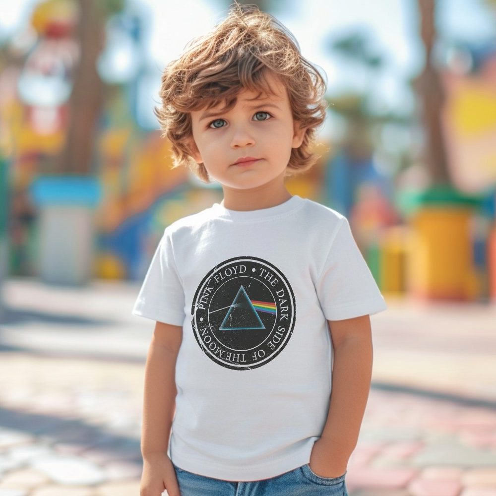 T-shirt coton bio Bébé PINK FLOYD avec un design de Pink Floyd Triangle couleurs