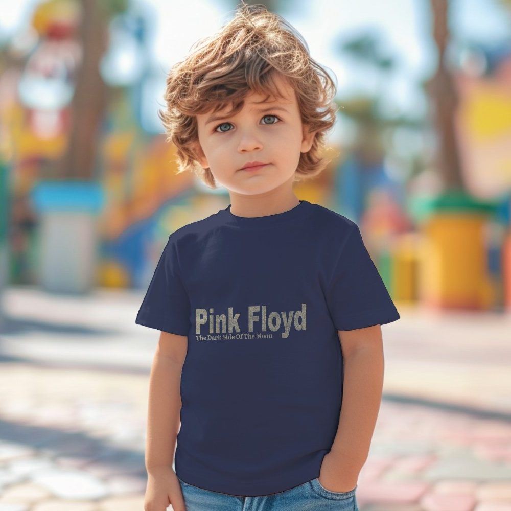T-shirt coton bio Bébé PINK FLOYD avec un design de Pink Floyd Dark Side Of The Moon beige