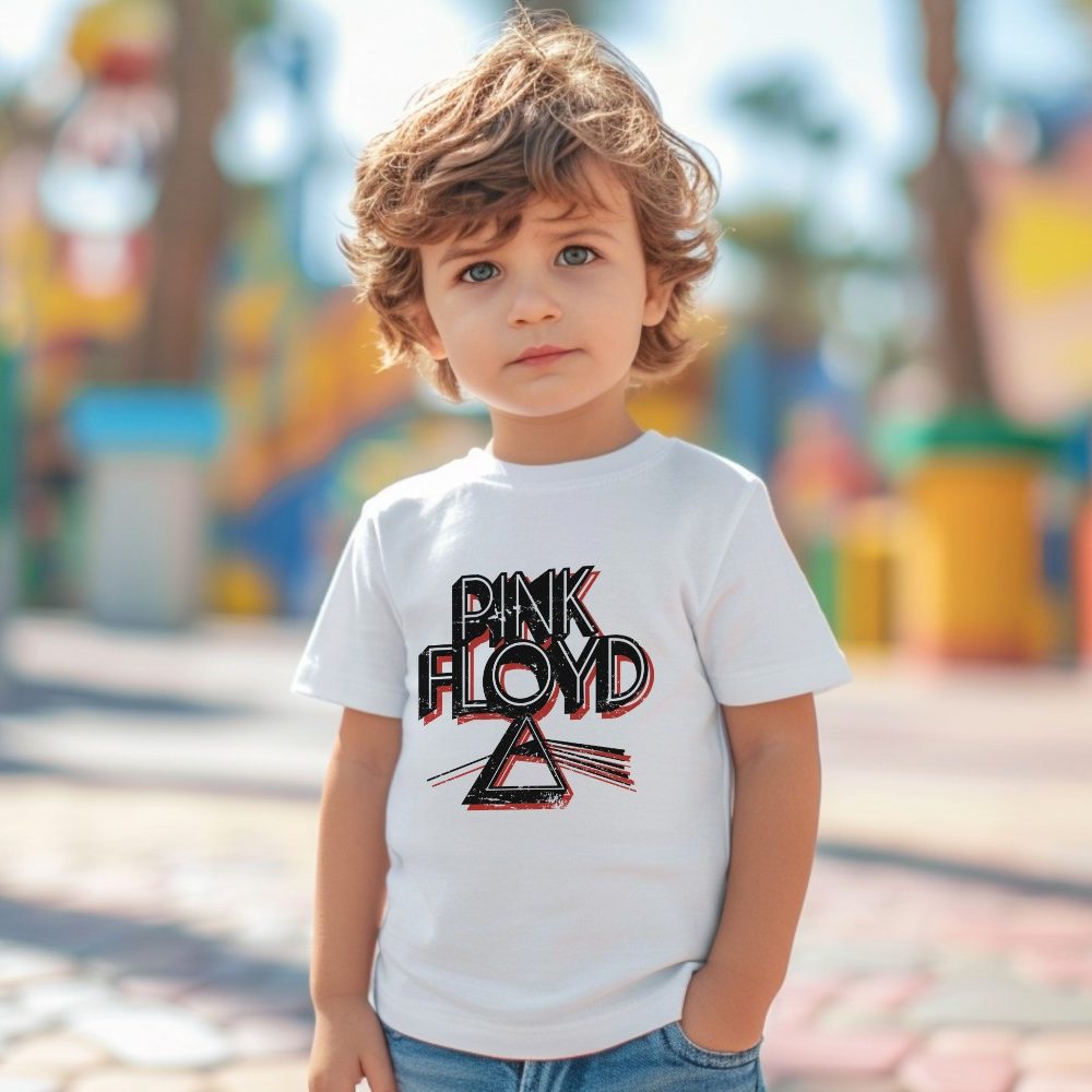 T-shirt coton bio Bébé PINK FLOYD avec un design de Pink Floyd Triangle noir