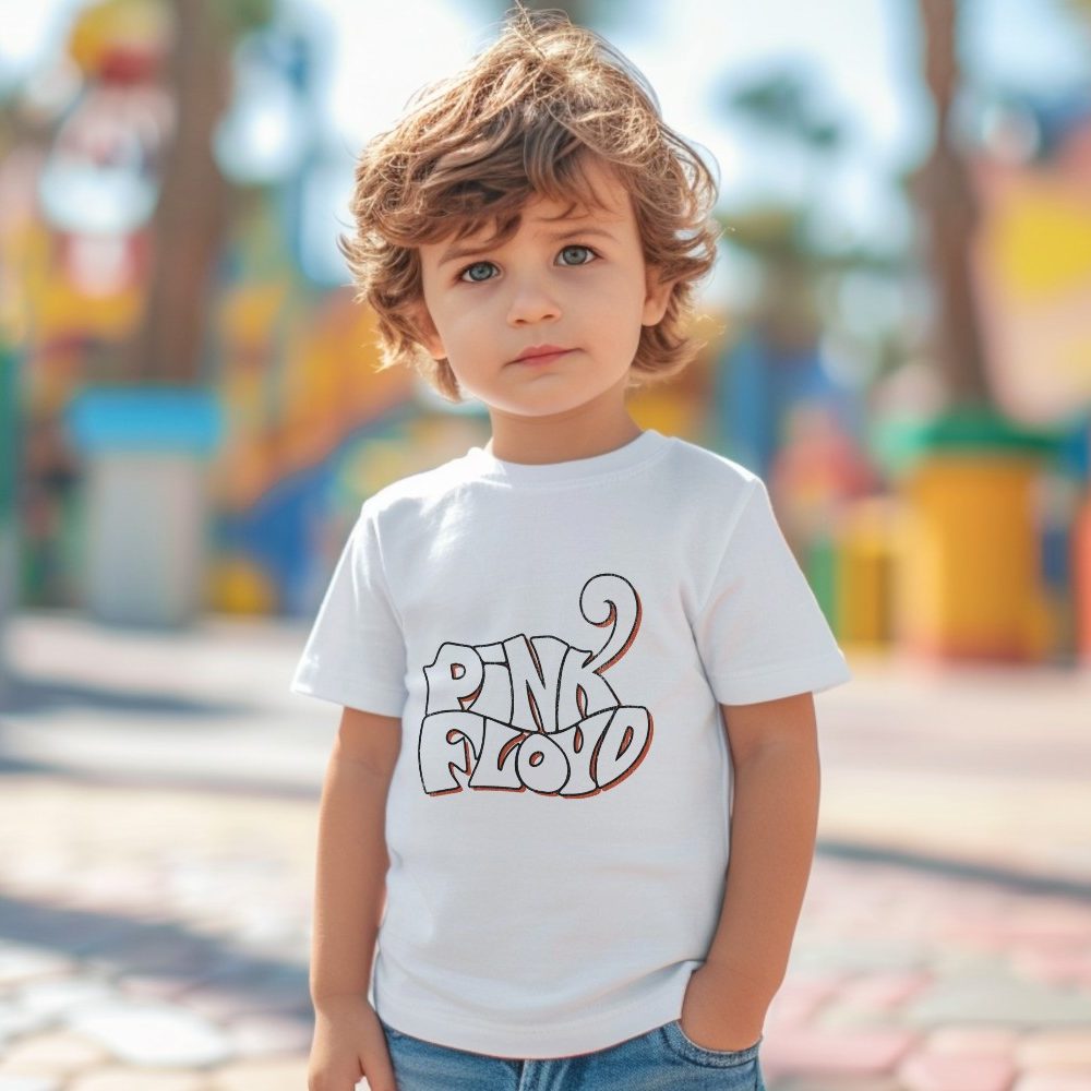 T-shirt coton bio Bébé PINK FLOYD Femme avec un design de Pink Floyd Wavy Used blanc rouge