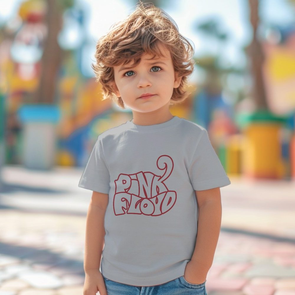 T-shirt coton bio Bébé PINK FLOYD avec un design de Pink Floyd Wavy contour rouge