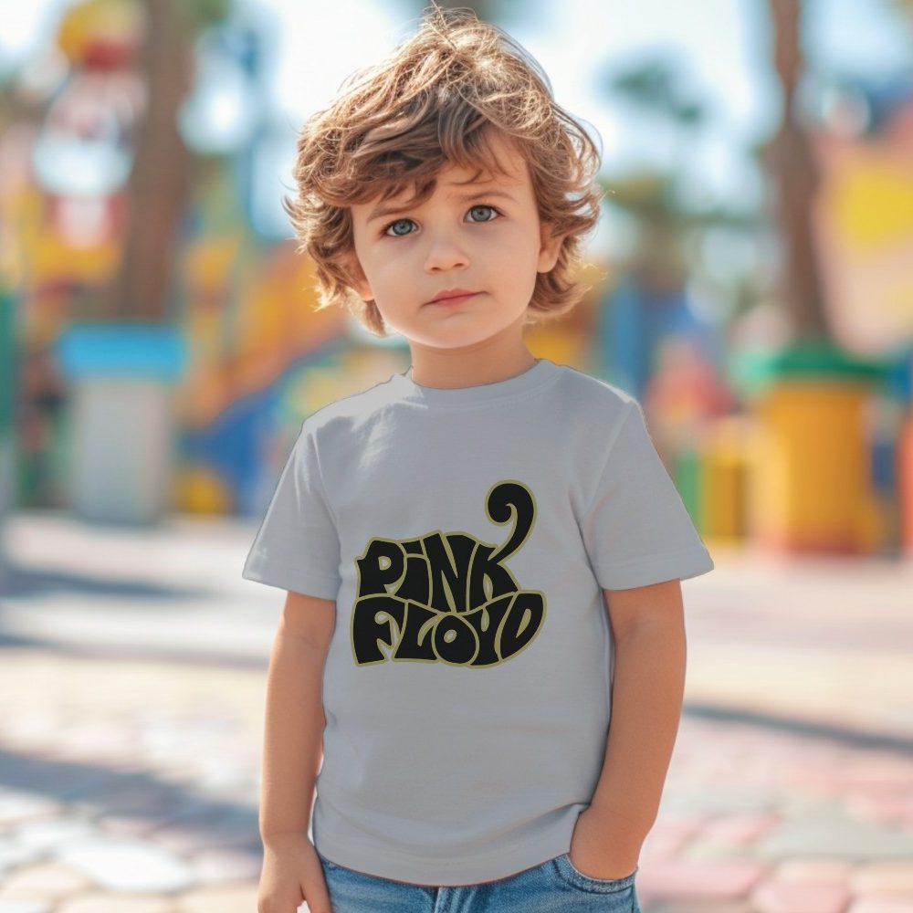T-shirt coton bio Bébé PINK FLOYD avec un design de Pink Floyd Wavy noir