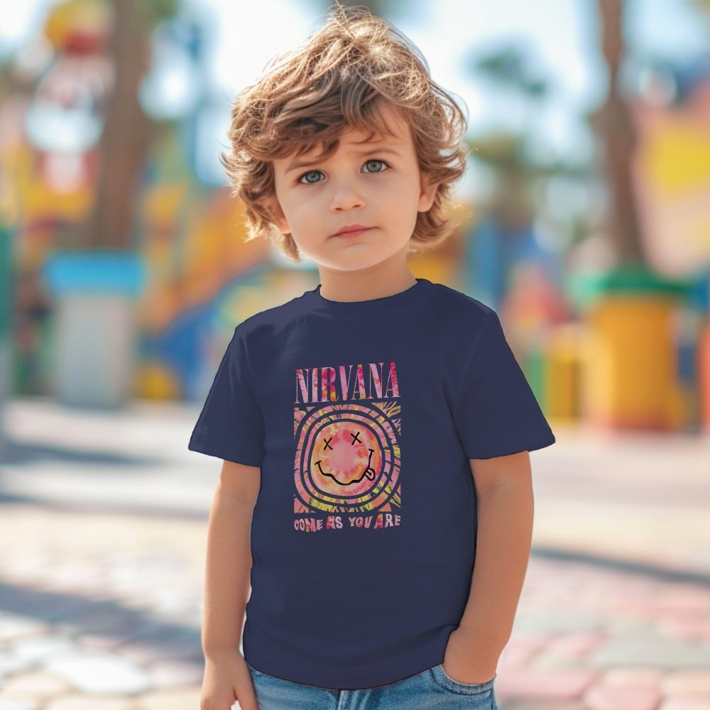 T-shirt coton bio Bébé Nirvana avec un design de Nirvana Come As You Are rose