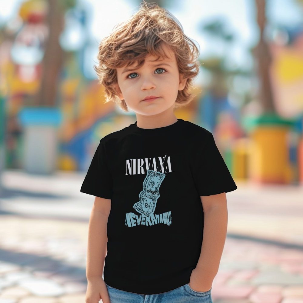 T-shirt coton bio Bébé Nirvana avec un design de Nirvana Nevermind blanc