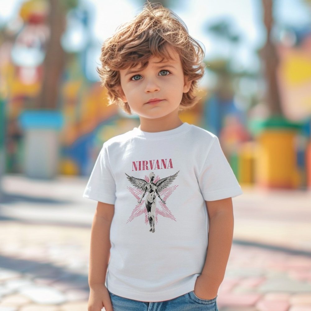 T-shirt coton bio Bébé Nirvana avec un design de Nirvana In Utero rouge
