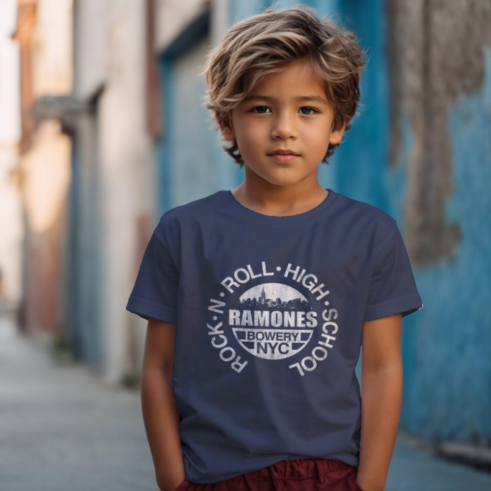 T-shirt Enfant Ramones avec un design de Ramones Bowery NYC blanc