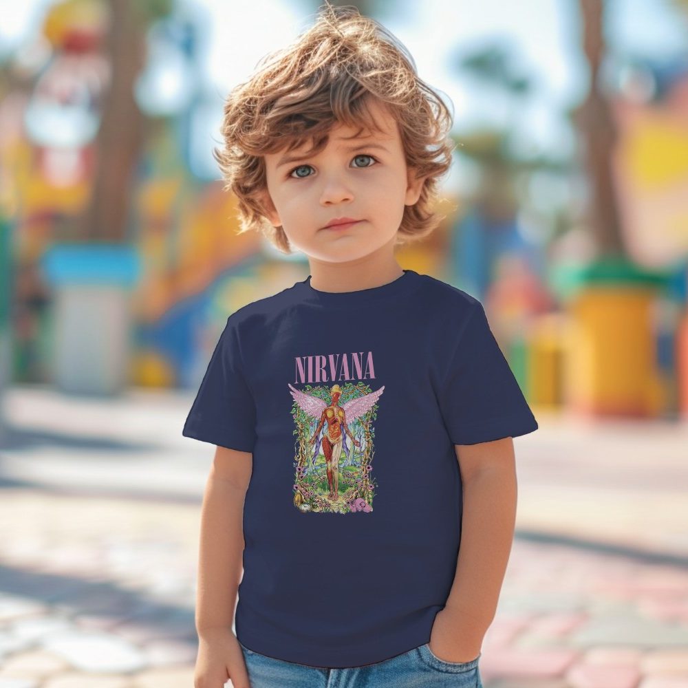 T-shirt coton bio Bébé Nirvana avec un design de Nirvana In Utero couleurs