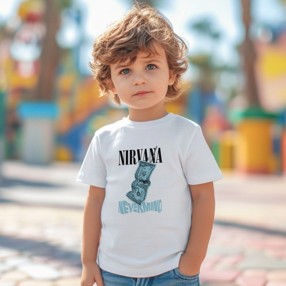 T-shirt coton bio Bébé Nirvana avec un design de Nirvana Nevermind noir
