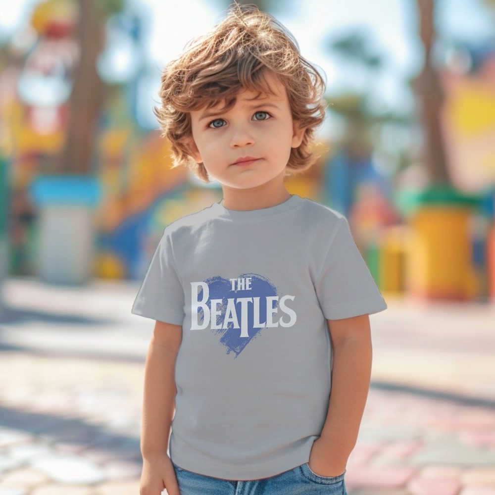 T-shirt coton bio Bébé The Beatles avec un design de The Beatles Heart blanc