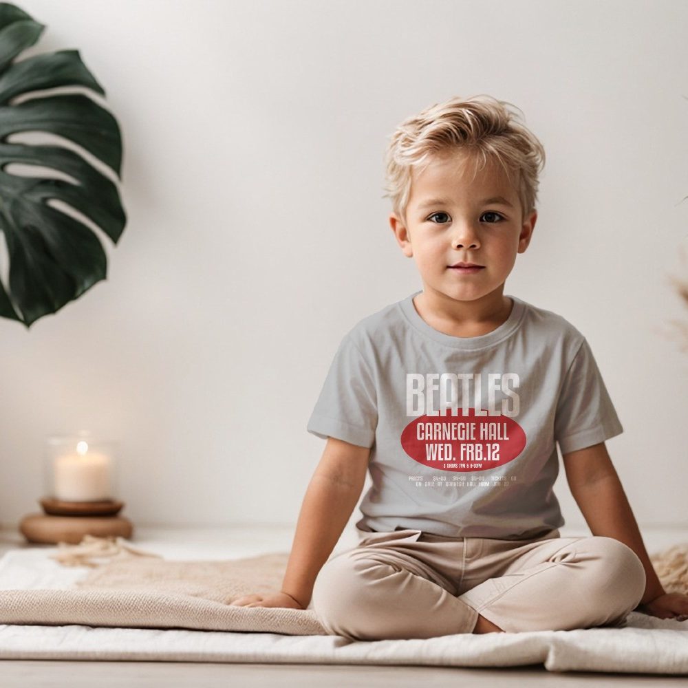 T-shirt coton bio Bébé The Beatles avec un design de The Beatles Carnegie Hall rouge