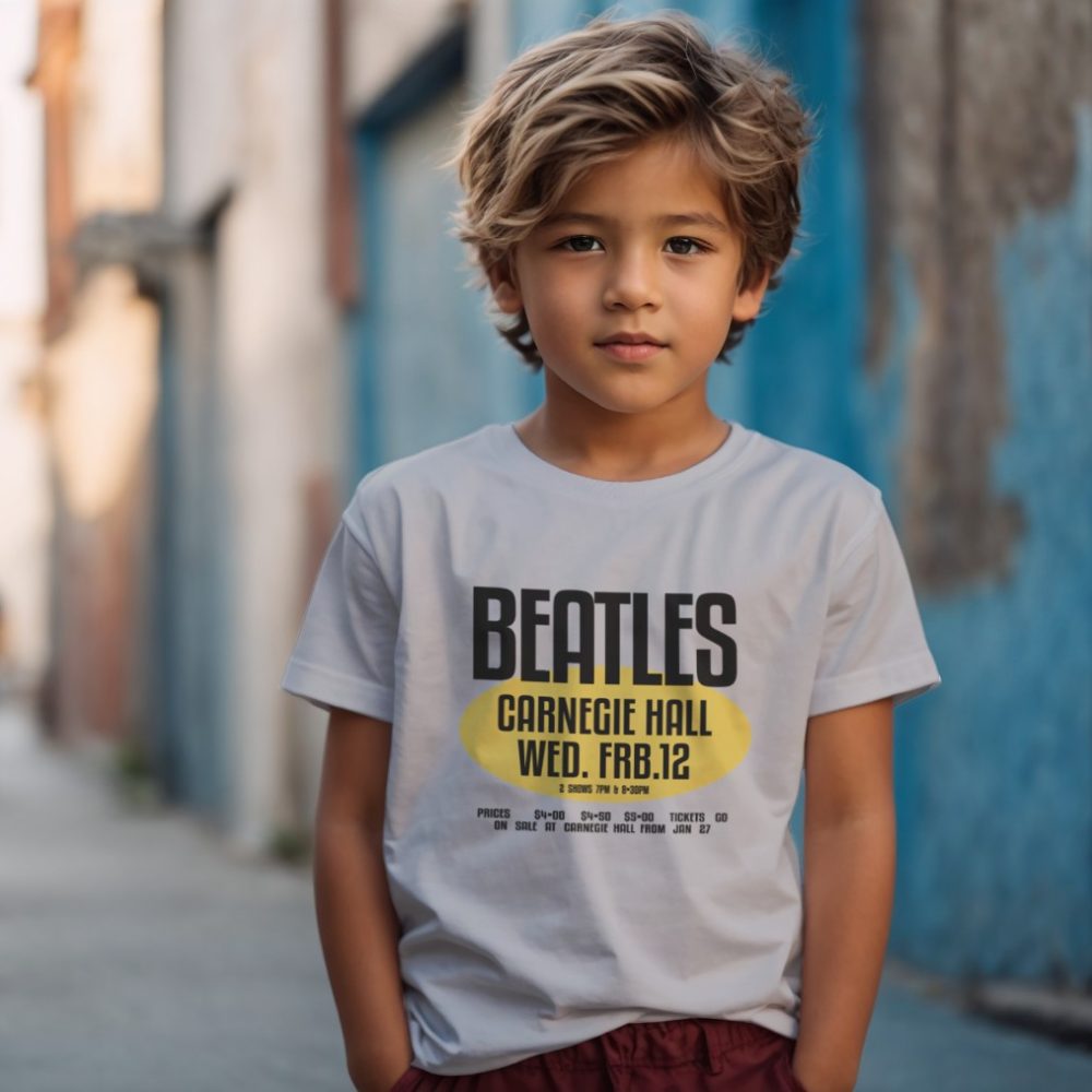 T-shirt Enfant The Beatles avec un design de The Beatles Carnegie Hall jaune