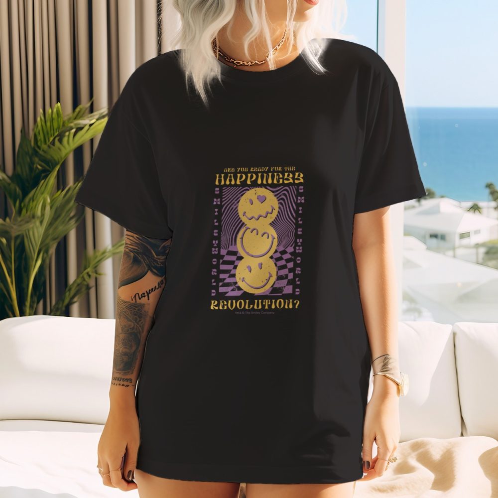 T-shirt oversize coton bio Femme Smiley World avec un design de Smiley World Happiness Revolution